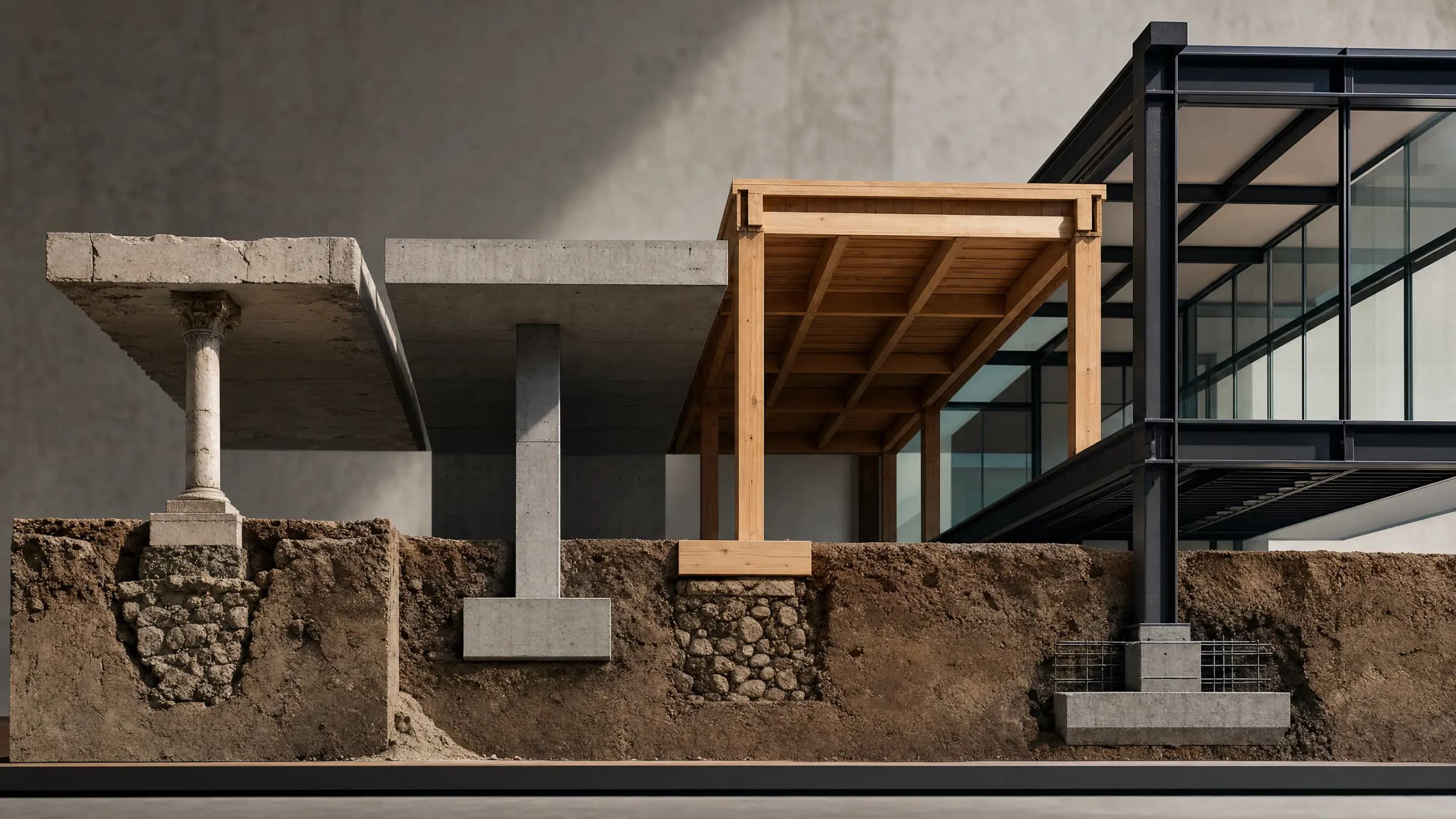 Different structural foundations supporting business ceilings at different heights
