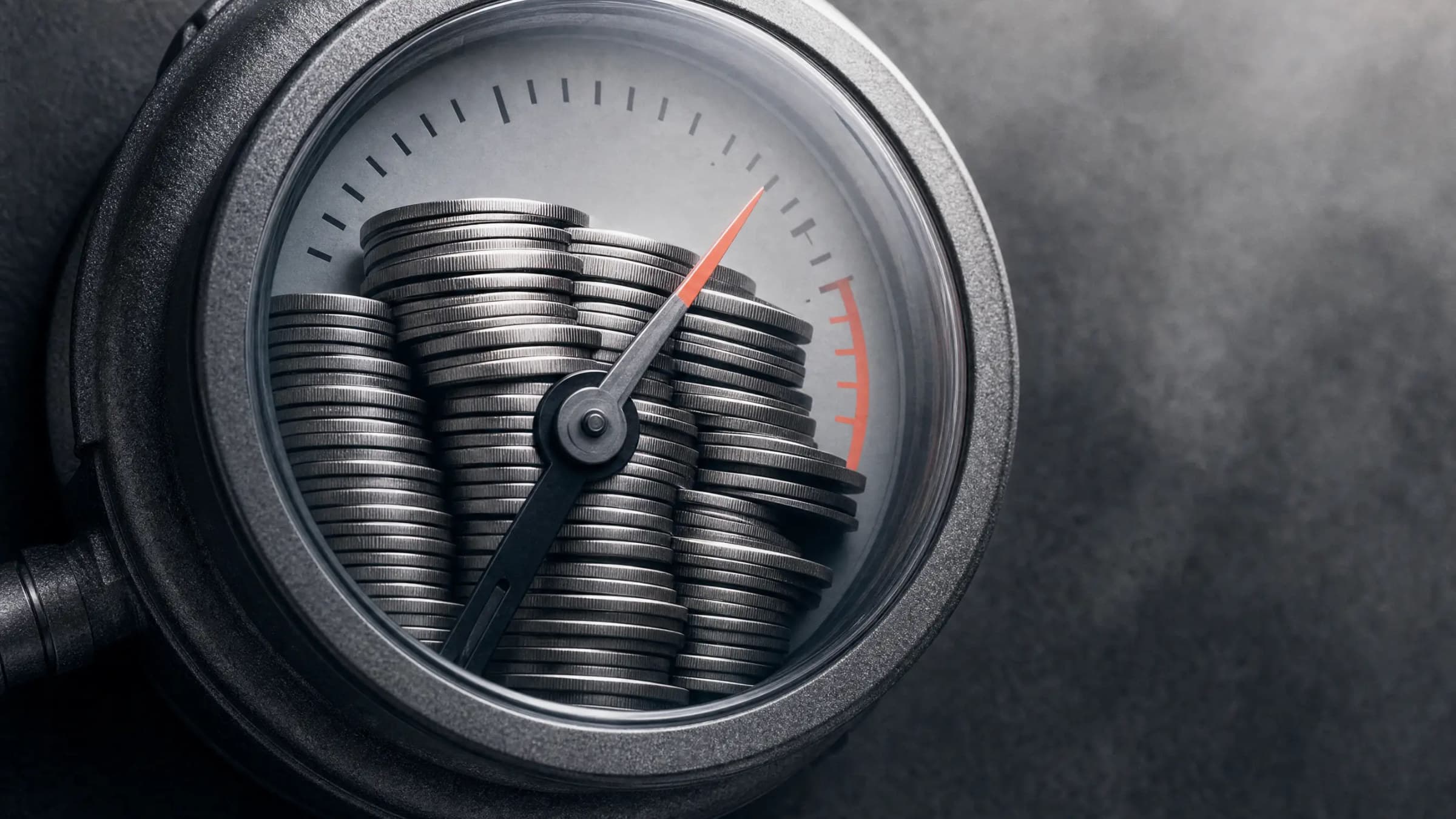A credit gauge crowded near its limit by accumulating tokens