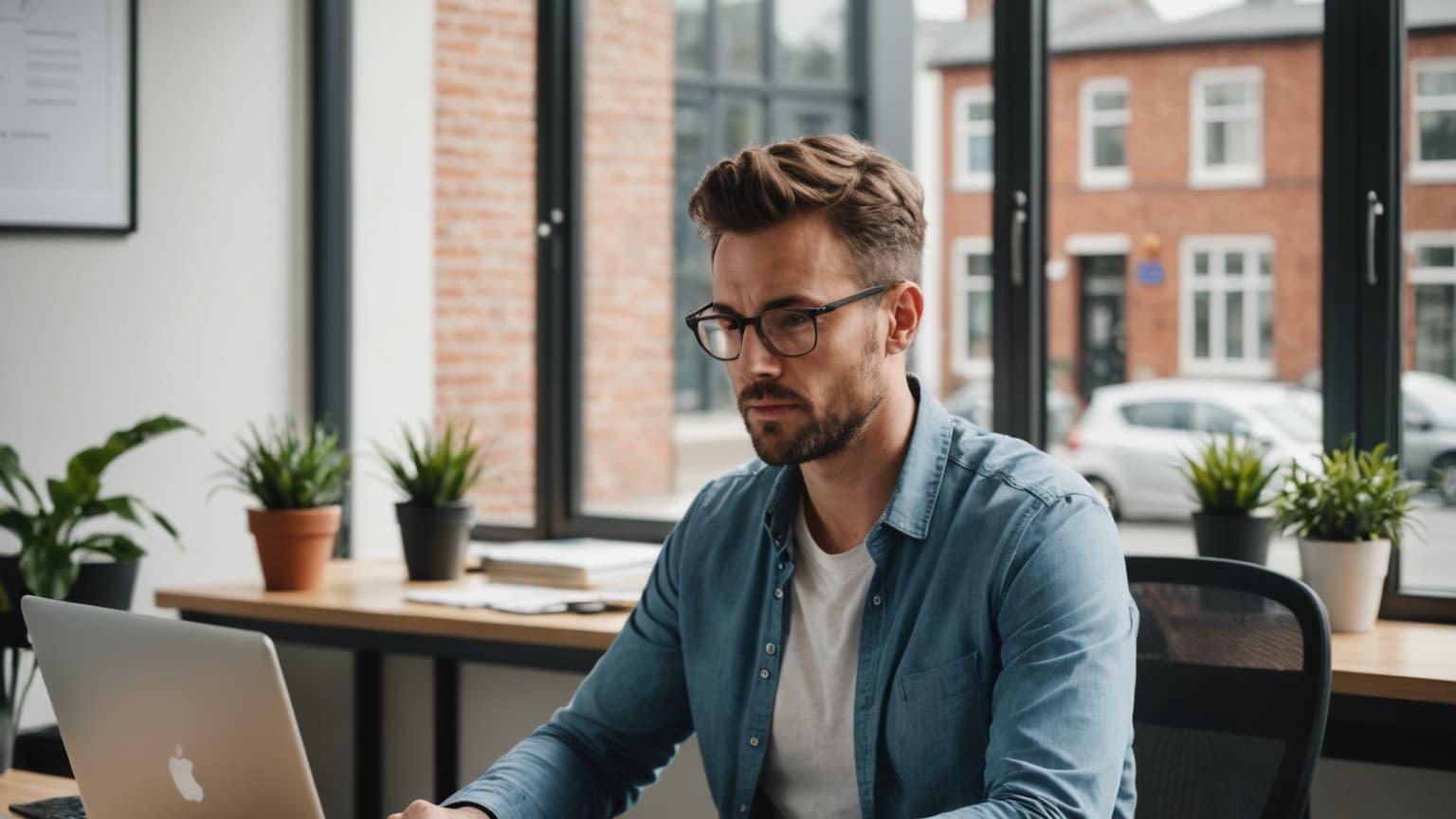 Business owner reviewing domain security settings on a laptop